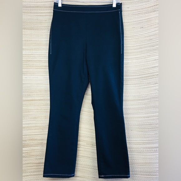 Theory Bimsa Approach Contrast Stitch Stretch Cotton Ankle Pant In Black… - Picture 3 of 11